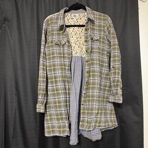 Ivy Jane Plaid Lace Button-Up